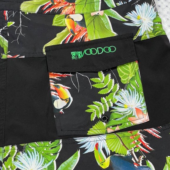 VooDoo Stretch Toucan Tropical Palm Tree Swim Trunks Mens Size 38 - Picture 5 of 12